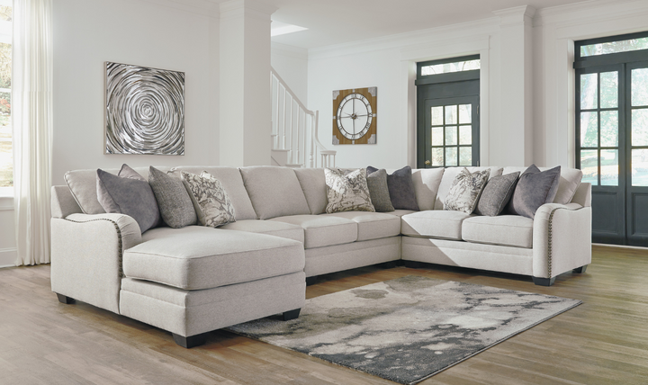 Dellara Fabric Sectional Sofa with Track Arm In Chalk