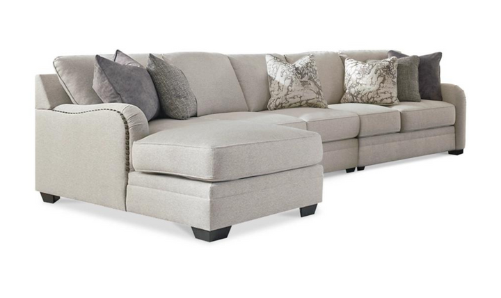 Dellara Fabric Sectional Sofa with Track Arm In Chalk