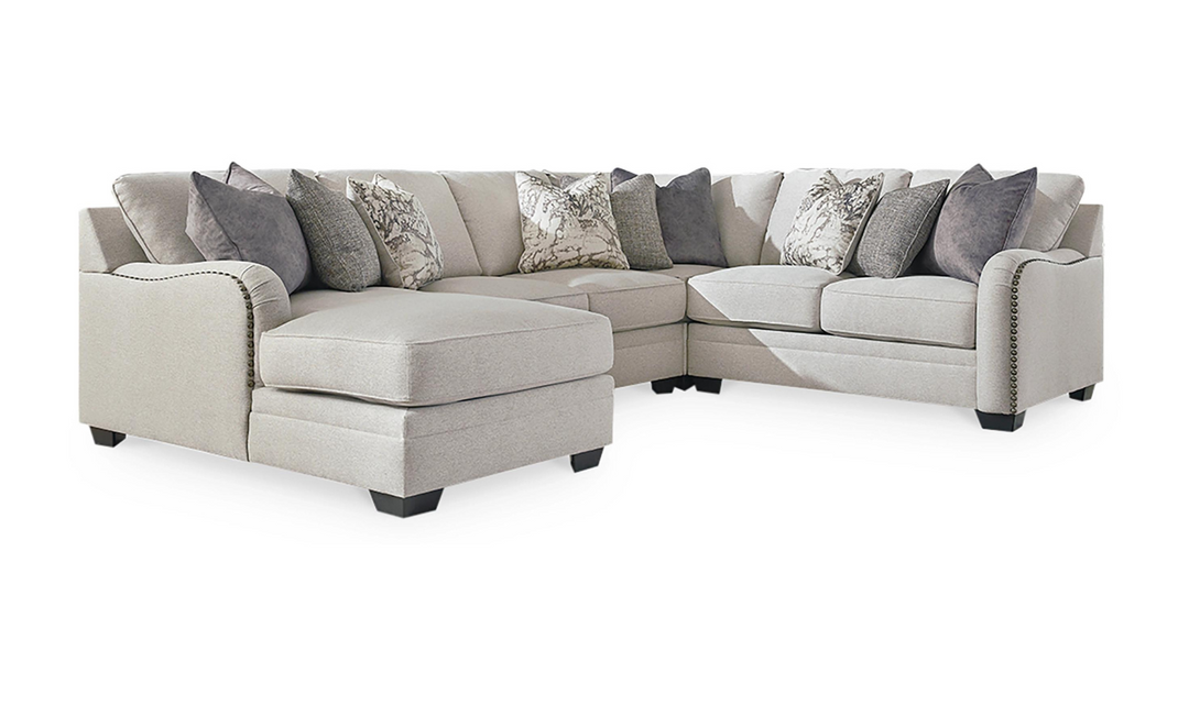 Dellara Fabric Sectional Sofa with Track Arm In Chalk