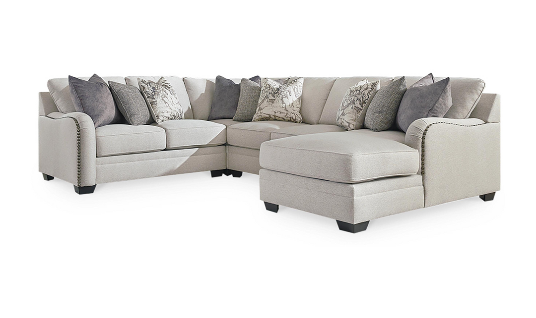 Dellara Fabric Sectional Sofa with Track Arm In Chalk