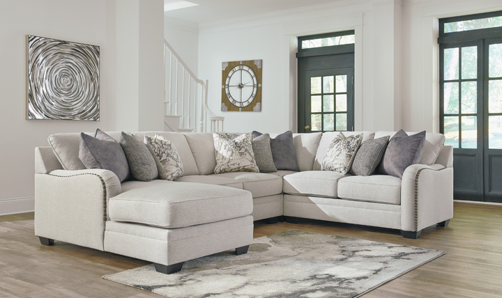 Dellara Fabric Sectional Sofa with Track Arm In Chalk