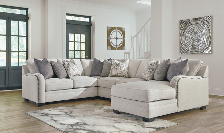 Dellara Fabric Sectional Sofa with Track Arm In Chalk