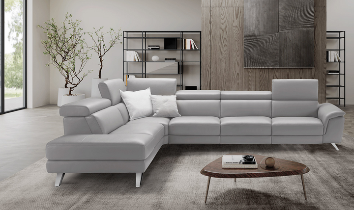 ESF Denver L-Shaped Gray Sectional With Electric Recliner