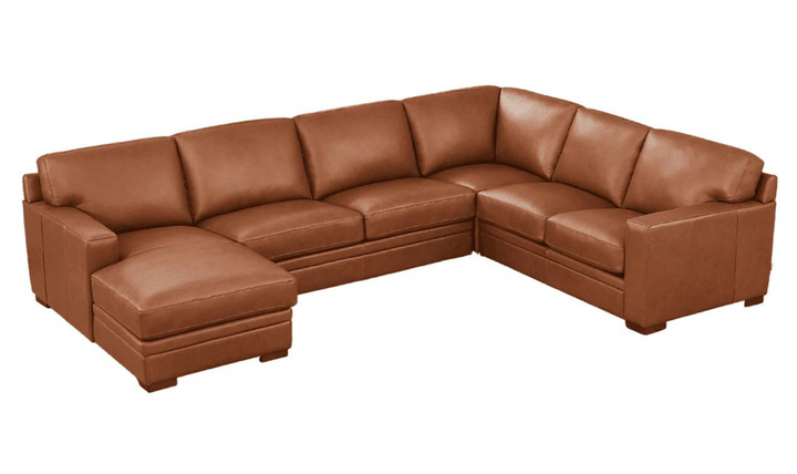 Dillon U-Shape Leather Sectional Sofa in Nutmeg Brown