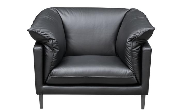 Dolce Stationary Black Leather Chair with Cushion Arm