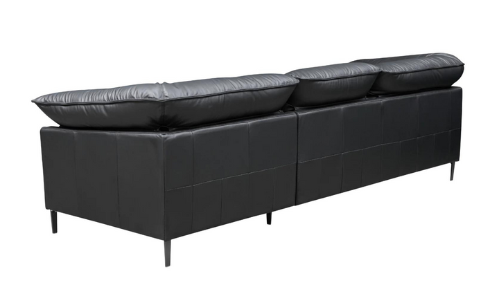 Dolce 3 Seater Stationary Leather Sofa In Black