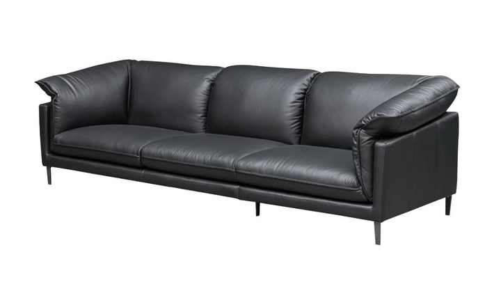 Dolce 3 Seater Stationary Leather Sofa In Black