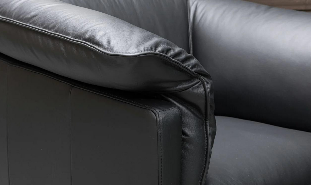 Dolce 3 Seater Stationary Leather Sofa In Black