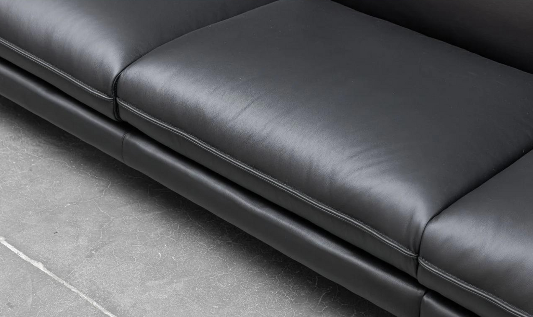 Dolce 3 Seater Stationary Leather Sofa In Black