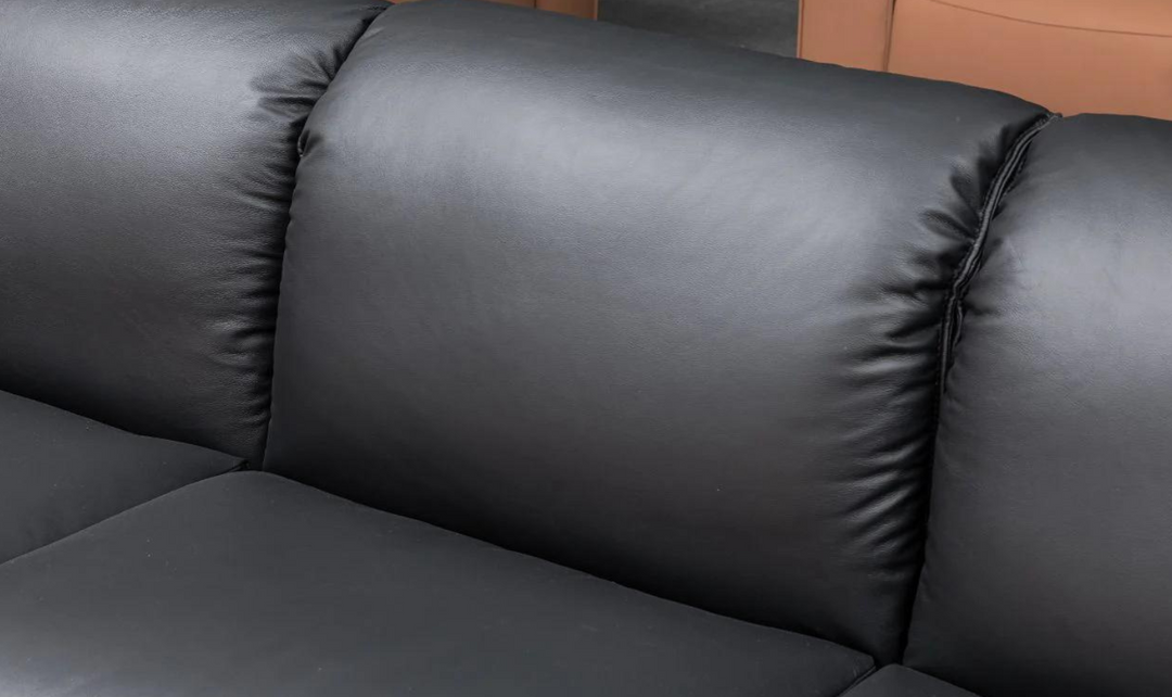 Dolce 3 Seater Stationary Leather Sofa In Black