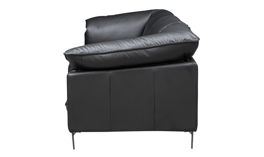 Dolce Stationary Black Leather Chair with Cushion Arm