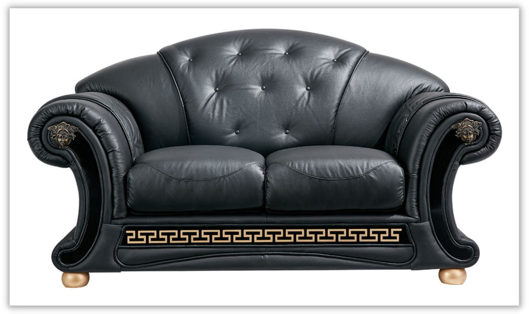 ESF Furniture Apolo Italian Leather Living Room Set with Tufted Seats