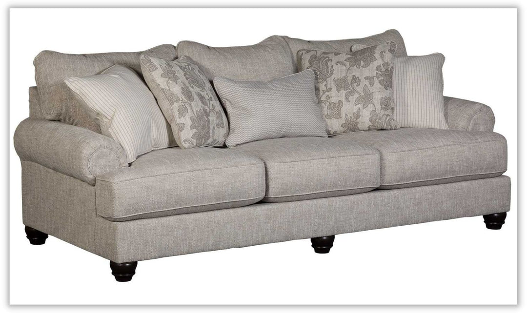 Ashley  Asanti 3-Seater Fog Fabric Sofa with Rolled Arms