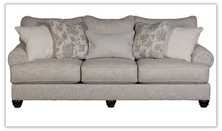 Ashley  Asanti 3-Seater Fog Fabric Sofa with Rolled Arms