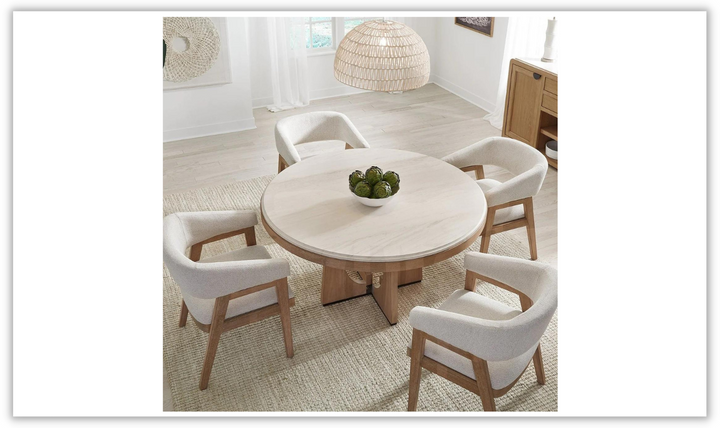 Parker House Escape 4-Seater Round Wooden Dining Room Set in Stone