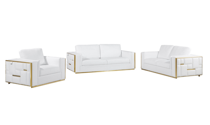 ESF Furniture Adorn Leather Living Room Set In White