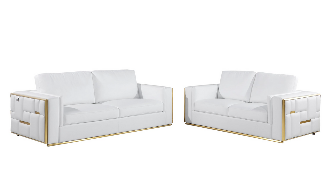 ESF Furniture Adorn Leather Living Room Set In White