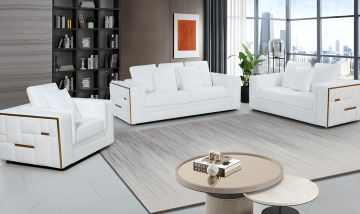 ESF Furniture Adorn Leather Living Room Set In White