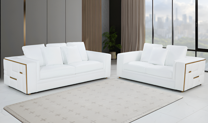 ESF Furniture Adorn Leather Living Room Set In White