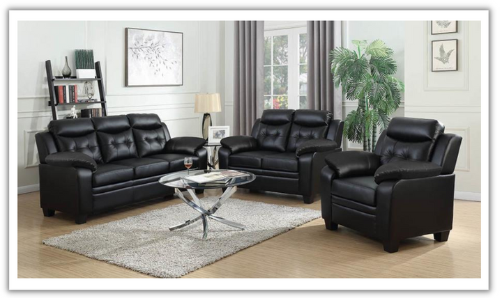 Finley Leather Living Room Set with Pillow Top Armrests-Jennifer Furniture