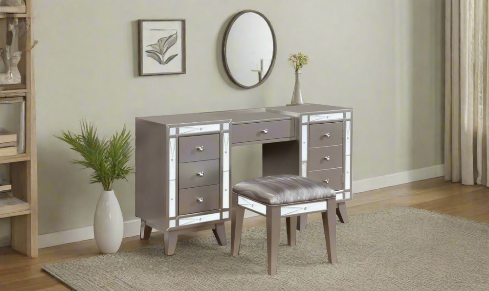 Leighton Vanity Desk And Stool- Jennifer Furniture