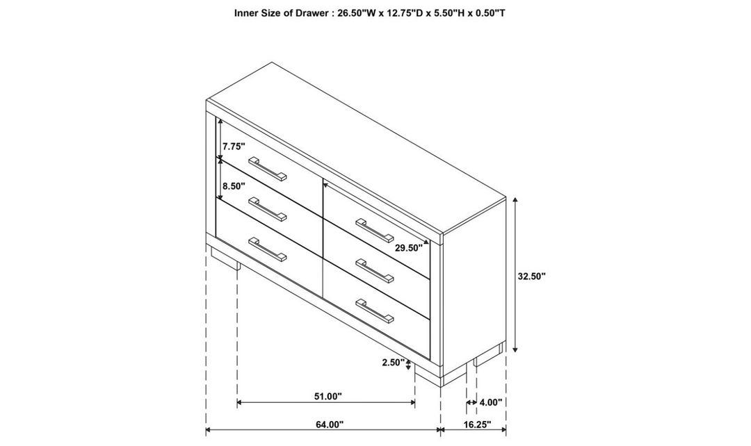 Coaster Furniture Jessica 6-Drawers Dresser in White