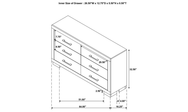 Coaster Furniture Jessica 6-Drawers Dresser in White