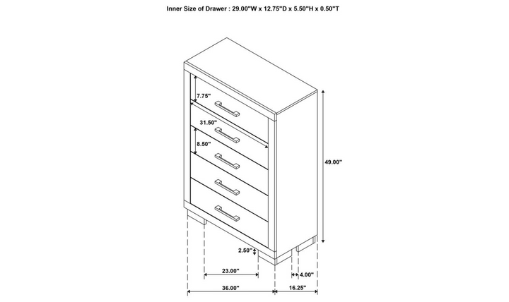 Coaster Furniture Jessica 5 Drawer Chest in White