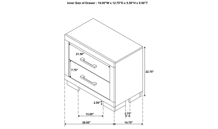 Coaster Furniture Jessica 2-Drawers Nightstand in White and Brown