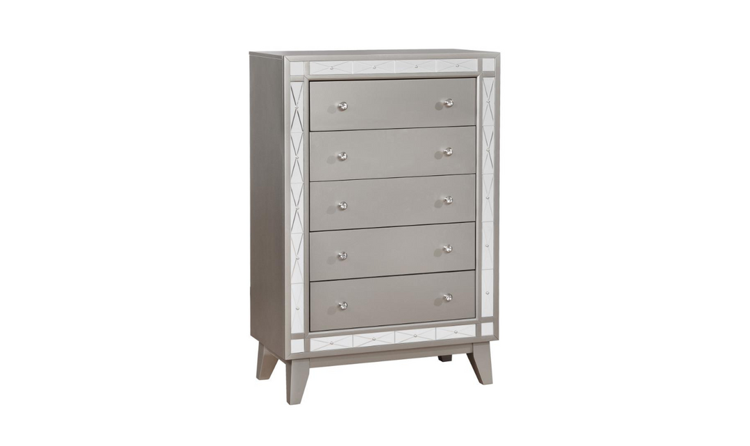 Coaster Furniture Leighton 5-Drawer Chest in Metallic Mercury Finish-Jennifer Furniture