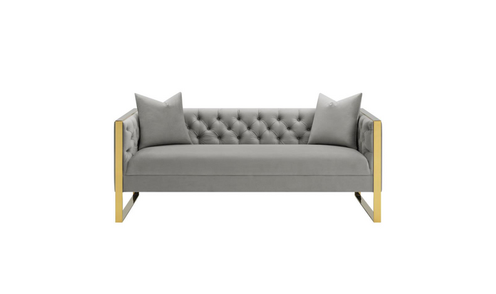 Coaster Eastbrook 3-Seater Velvet Upholstered Tufted Back Sofa in Gray- Jennifer Furniture