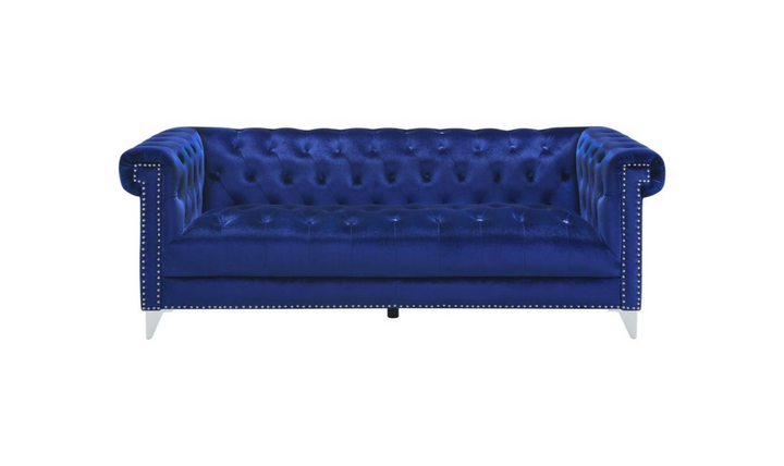 Coaster Furniture Bleker Blue Velvet Tufted Modular Living Room Set- Jennifer Furniture