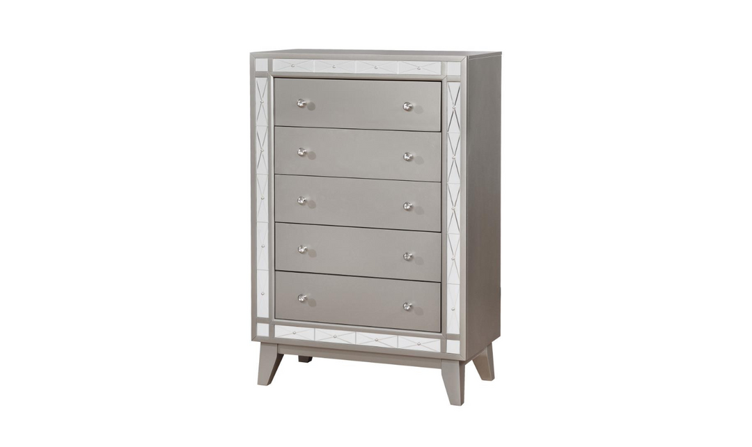 Coaster Furniture Leighton 5-Drawer Chest in Metallic Mercury Finish-Jennifer Furniture