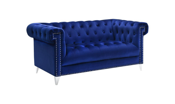 Coaster Furniture Bleker Blue Velvet Tufted Modular Living Room Set- Jennifer Furniture