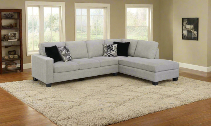 Whitson L-Shaped Fabric Sectional Sofa with Rolled Arms- Jennifer Furniture