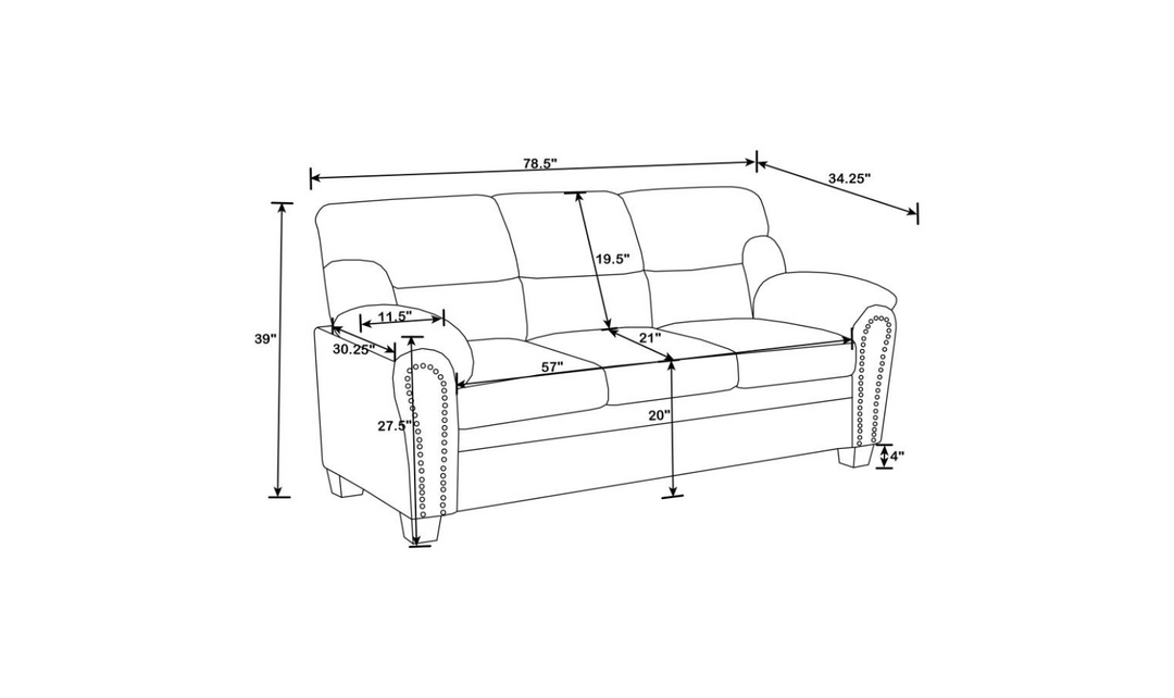 Coaster Furniture Clemintine 3-Seater Stationary Fabric Sofa