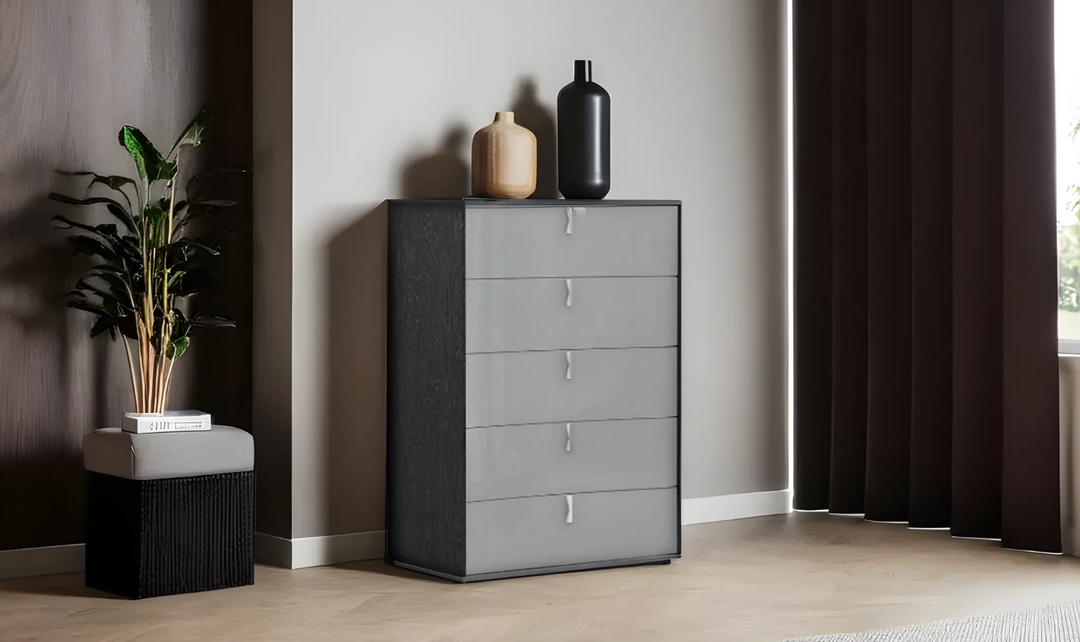 Jennifer Italia Tiramolla 5 Drawer Chest in Gray-Jennifer Furniture