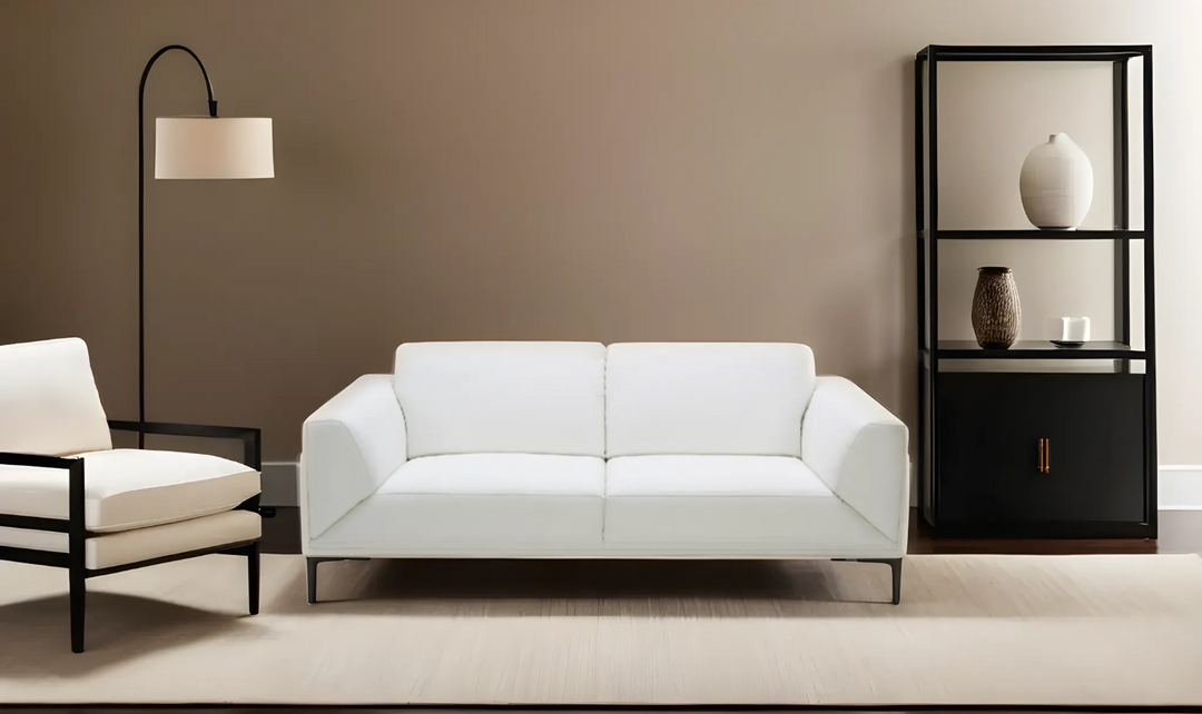 Jennifer Italia Groove 2-Seater Stationary Leather Sofa in White-Jennifer Furniture