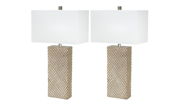 Elanor 29" Diamond Gold Polyresin Table Lamp, (Set of 2)