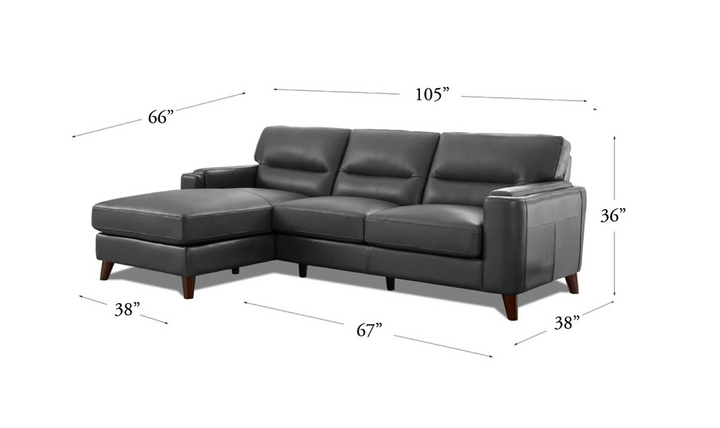 Elm L-Shape 3-Seater Leather Sectional Sofa