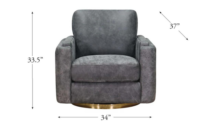 Elm Swivel Leather Chair with Cushion Track Arm