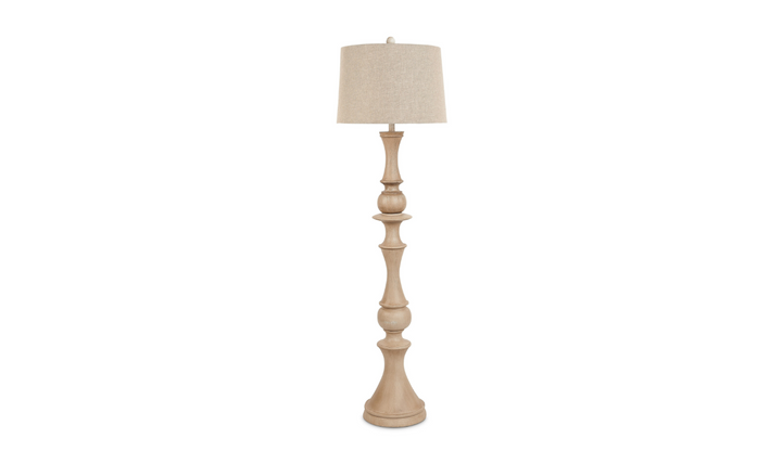 Emma 63" Polyresin Distressed Beige floor Lamp-Jennifer Furniture