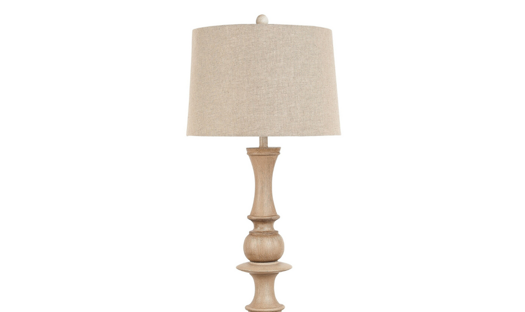 Emma 63" Polyresin Distressed Beige floor Lamp-Jennifer Furniture