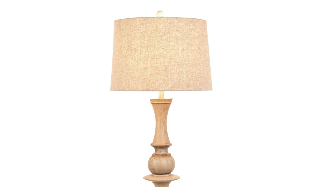 Emma 63" Polyresin Distressed Beige floor Lamp-Jennifer Furniture