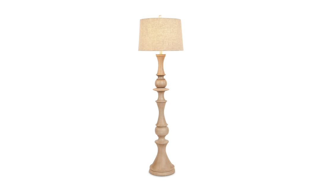 Emma 63" Polyresin Distressed Beige floor Lamp-Jennifer Furniture