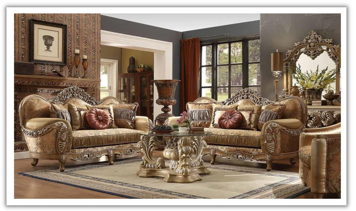 Englert Fabric Sofa in Antique Brown Finish