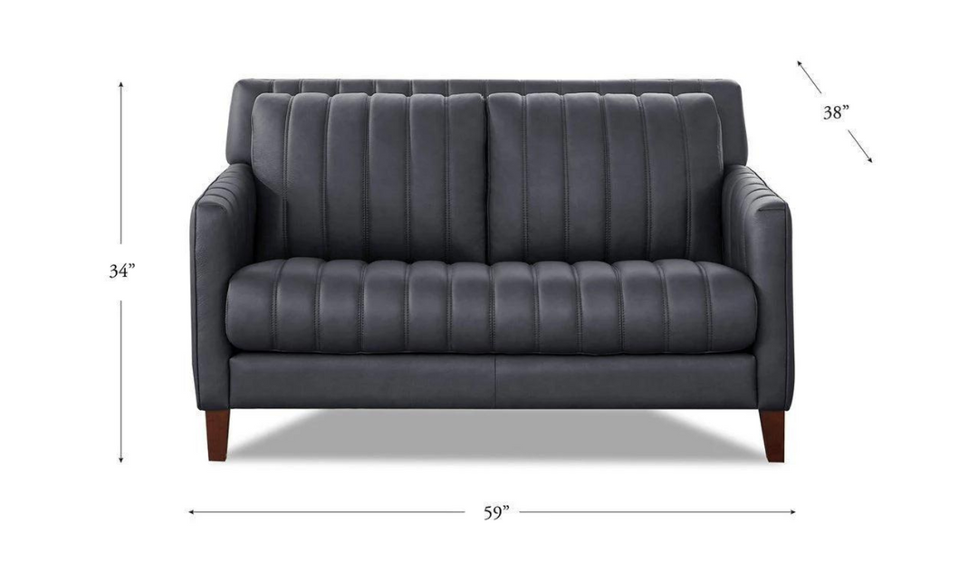 Ennis 2-Seater Leather Loveseat With Track Arms