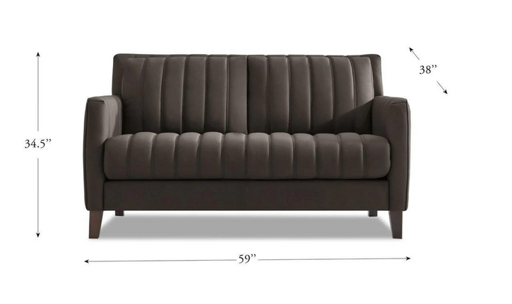 Ennis 2-Seater Leather Loveseat With Track Arms