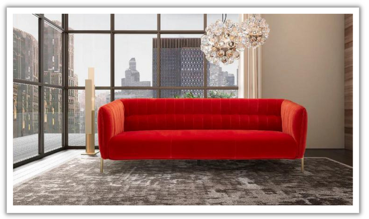 Jennifer Italia EPOQ 3-Seater Tufted Fabric Sofa with Flared Arms