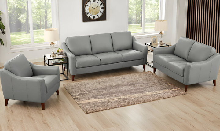 Ersa 2-Seater Leather Loveseat With Wooden Legs-Jennifer Furniture